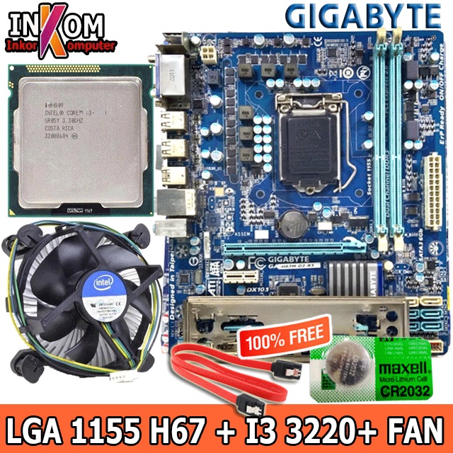 Paket Mainboard Mobo Motherboard H67 ISocket 1155 dengan procesor