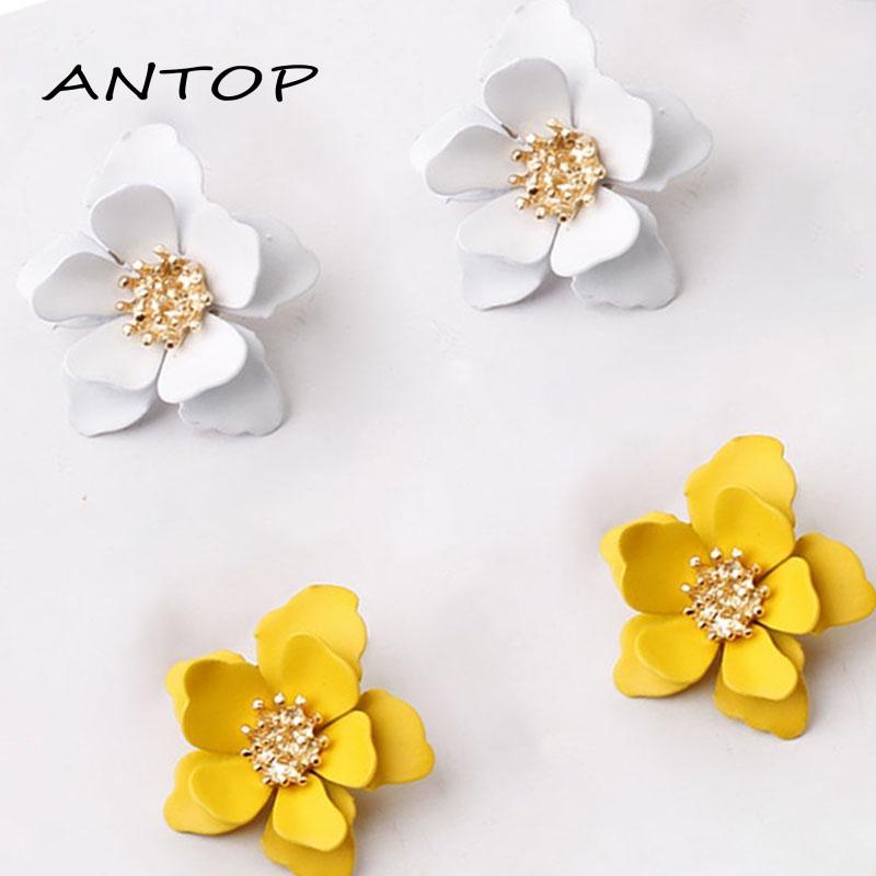 Anting Desain Bunga Frosted Lacquer Natural Serbaguna Untuk Aksesoris