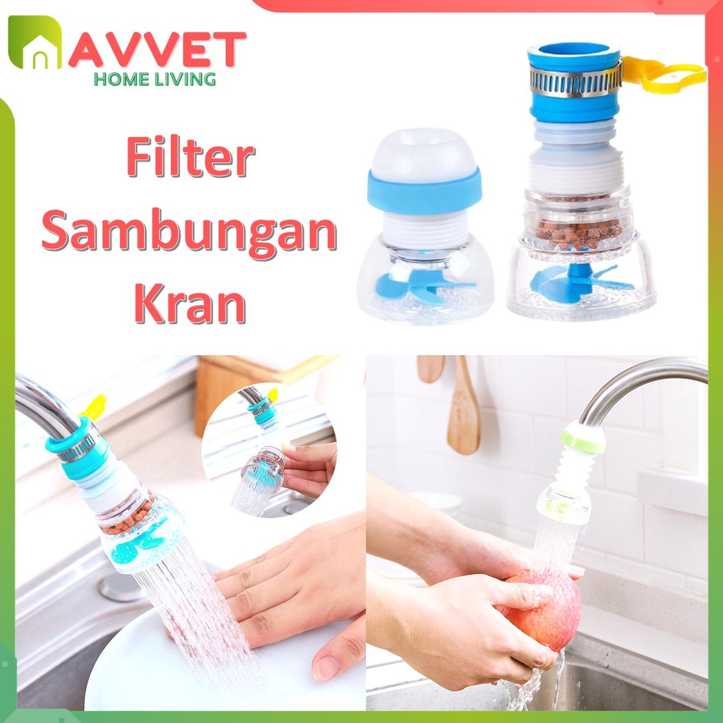 AVVET Sambungan Kran Air Flexible Saringan Keran Air Filter Air Anti Splash Shower Water Faucet Kepala Wastafel