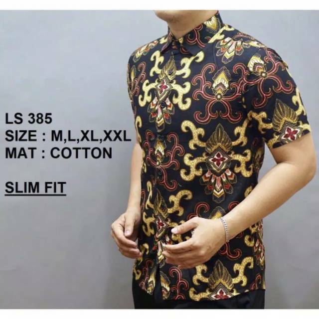 LS 385 kemeja batik slimfit pria