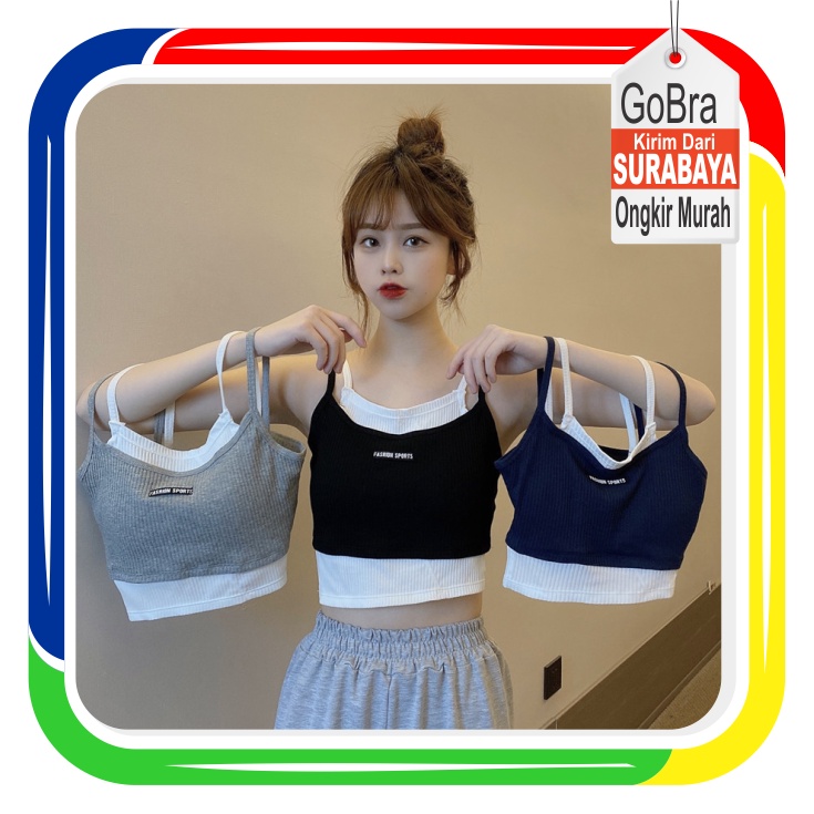 Gobra ♕ PW138 Bra Wanita Tanpa Kawat Fashion Wanita Simple Nyaman Import COD