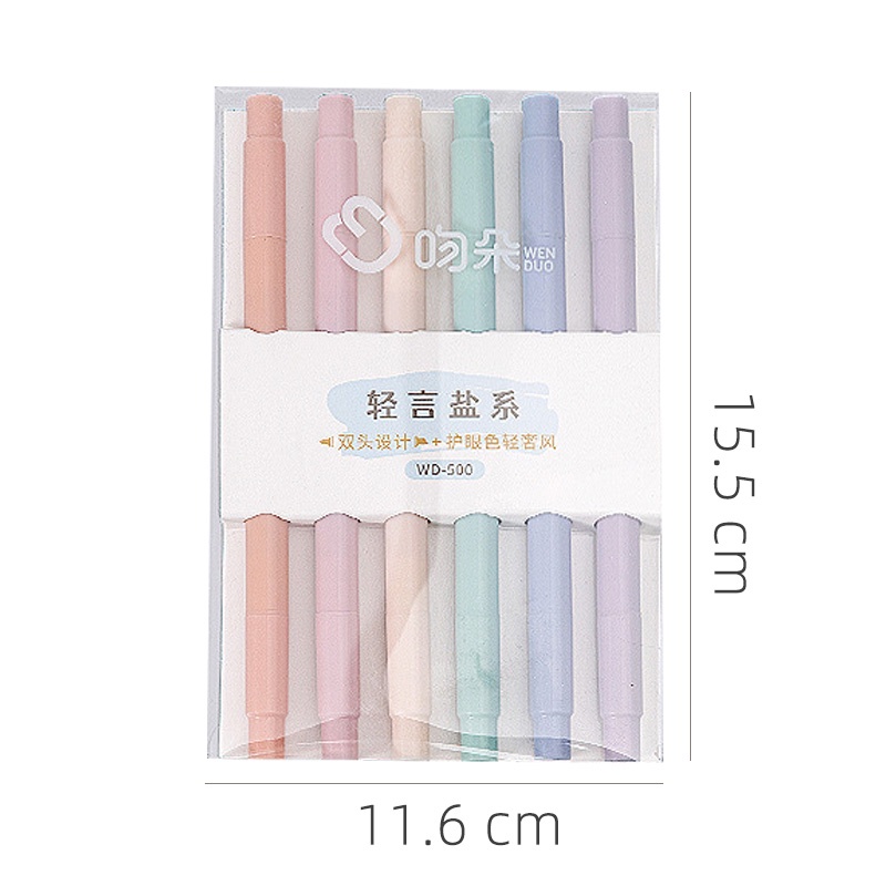 6pcs Spidol Highlighter Dua Sisi Warna Morandi