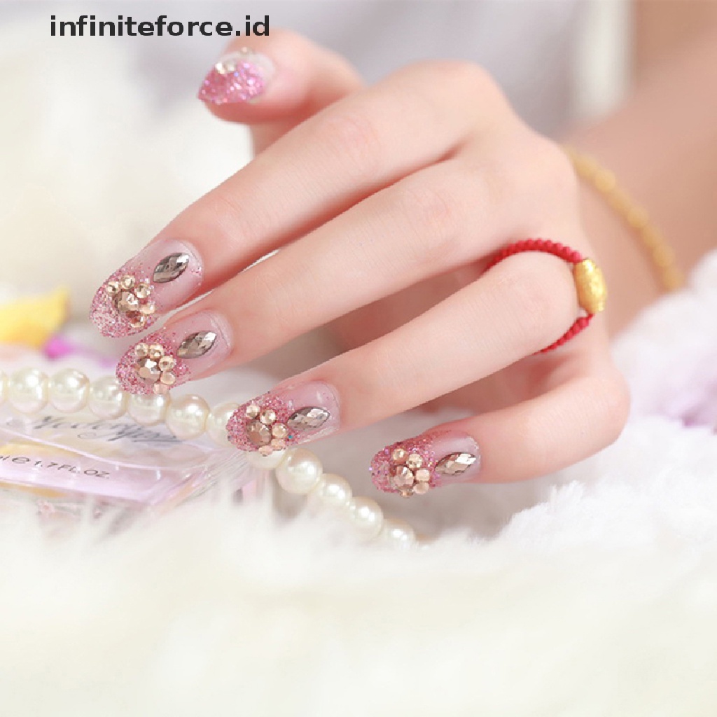 Infiniteforce.id 24Pcs / Set Kuku Palsu Akrilik UV gel Untuk Nail art Diy