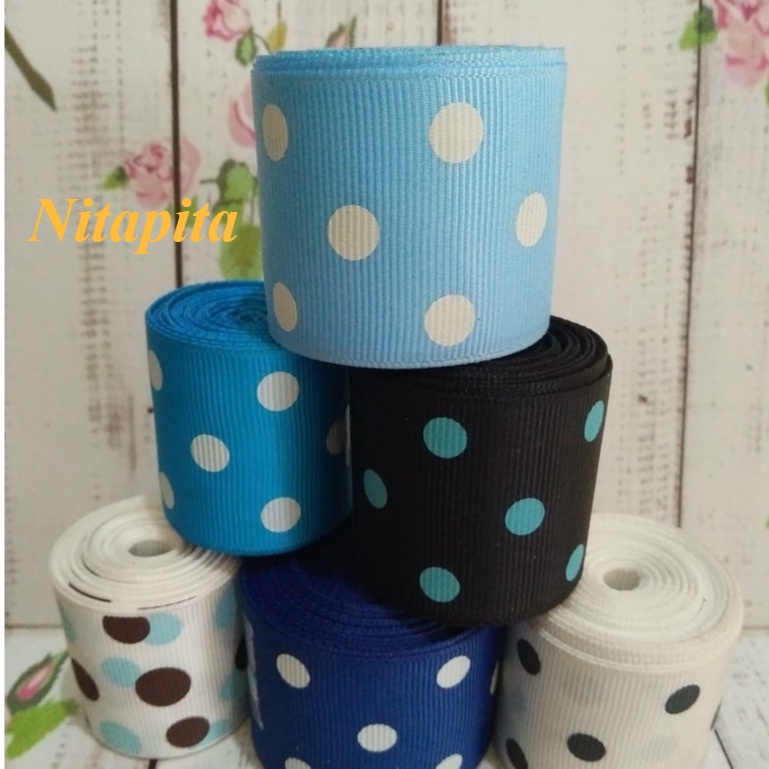 

GRANDMLATI RB35 (PER yard) PITA GROSSGRAIN 4cm POLKADOT