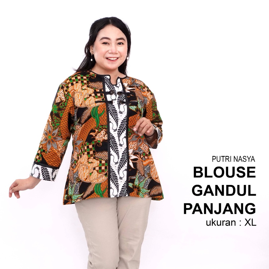 Atasan Batik Jumbo Wanita Blouse Big Size Wanita Formal Kantor Lengkap S-M-L-XL-2L-3L-4L-5L-6L-7L Model Blus Jumbo Seragam Kerja Batik / Atasan Batik Wanita Kantor Formal Bigsize LD140