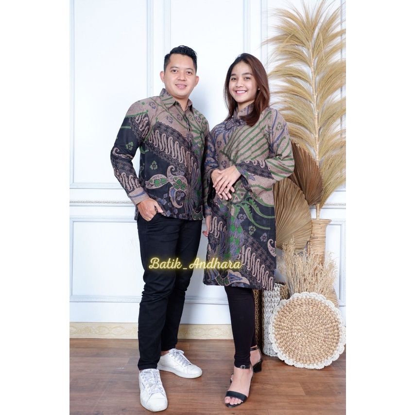 Batik Tunik Atasan Wanita Modern Premium Couple Kondangan / Baju Batik Wanita Kantor Modern Tunik Lengan Panjang Premium LUNA