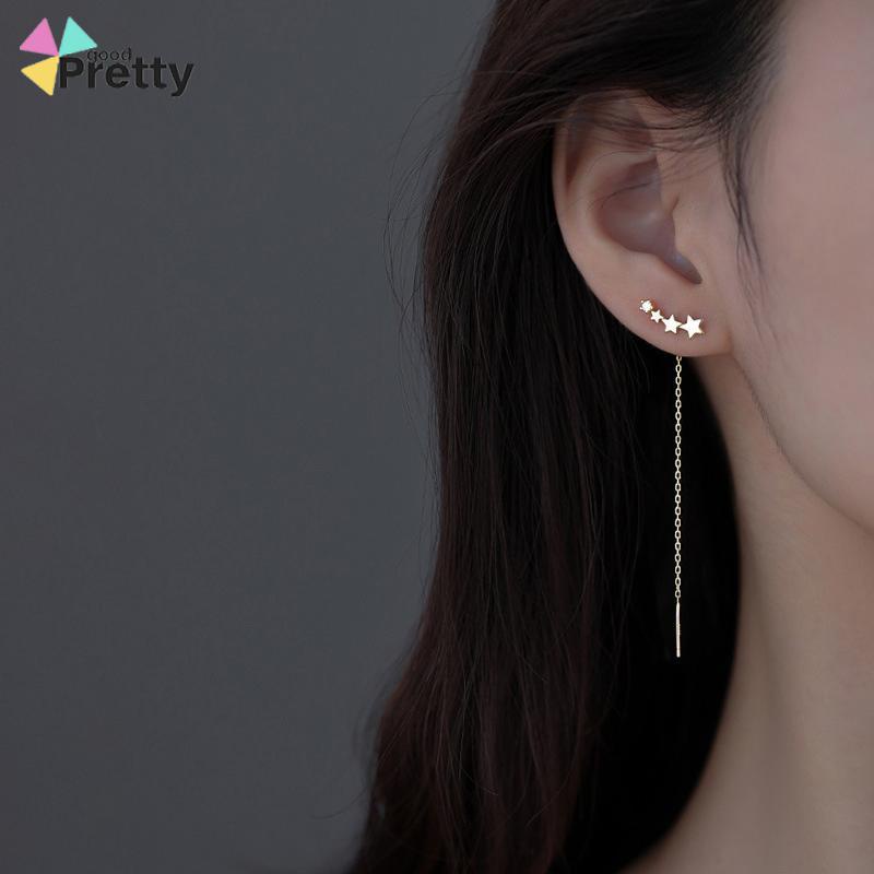 Star Rumbai Anting Gantung Rantai Panjang untuk Aksesoris Perhiasan Fashion Wanita - PD