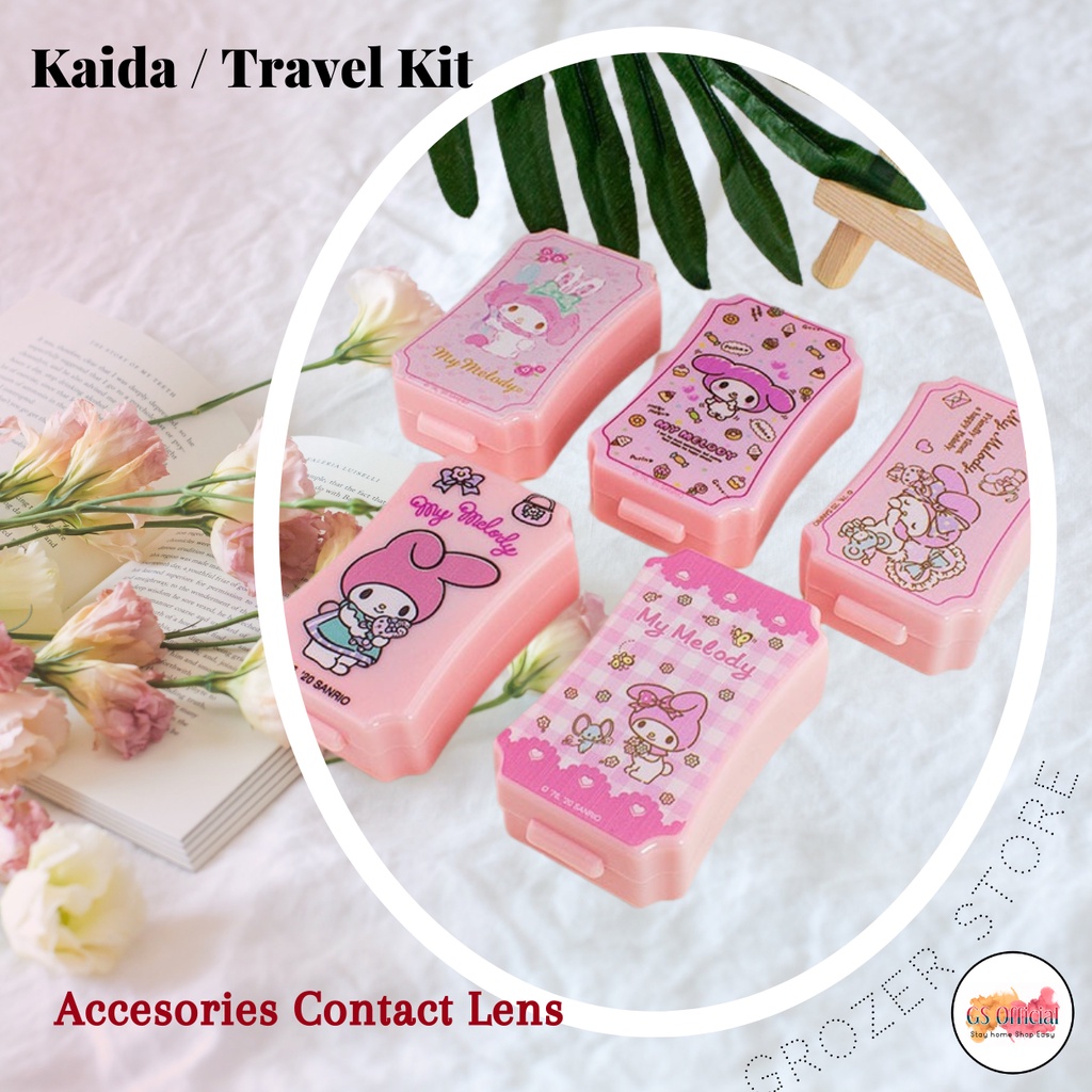 TEMPAT SOFTLENS MINI KACA - WARNA PINK MOTIF RANDOM
