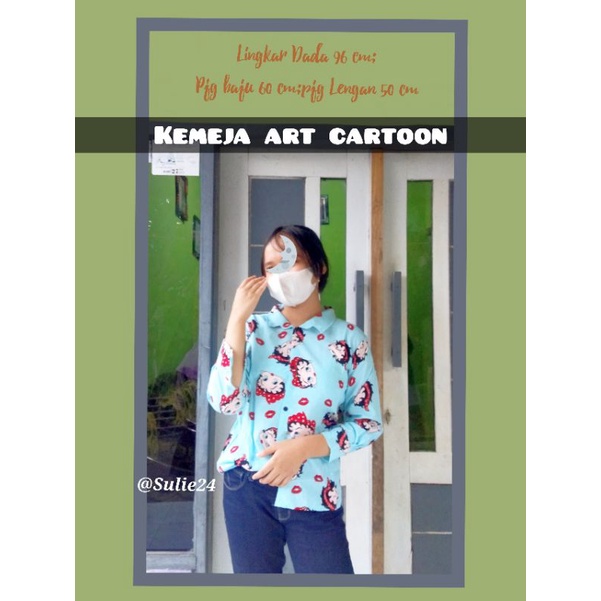 Atasan Kemeja art cartoon /atasan wanita murah/blouse