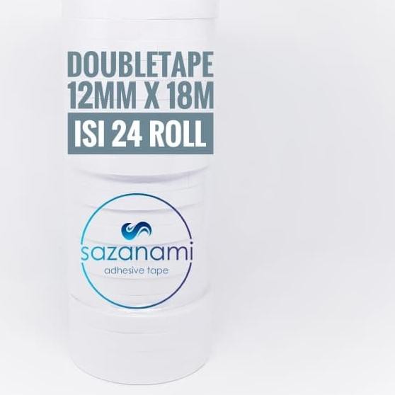 

DOUBLE TAPE 12MM x 18 METER DOUBLETAPE KERTAS PUTIH SAZANAMI ISI 24ROL