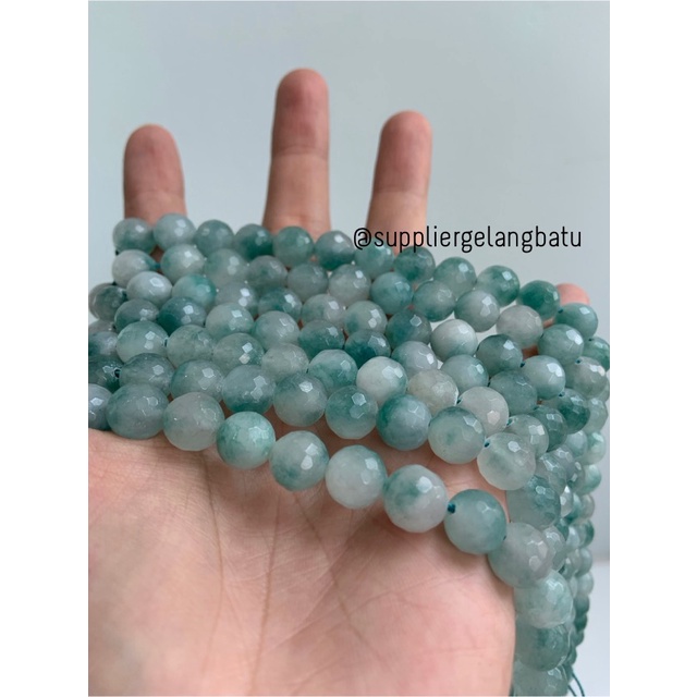 batu GIOK CINA CUTTING 10mm FACETED UKIR bahan gelang kalung green bahan kalung gelang anting strap mask kerajinan tangan craft citayam fashion week etink vintage elegan bali manik crystal perhiasan