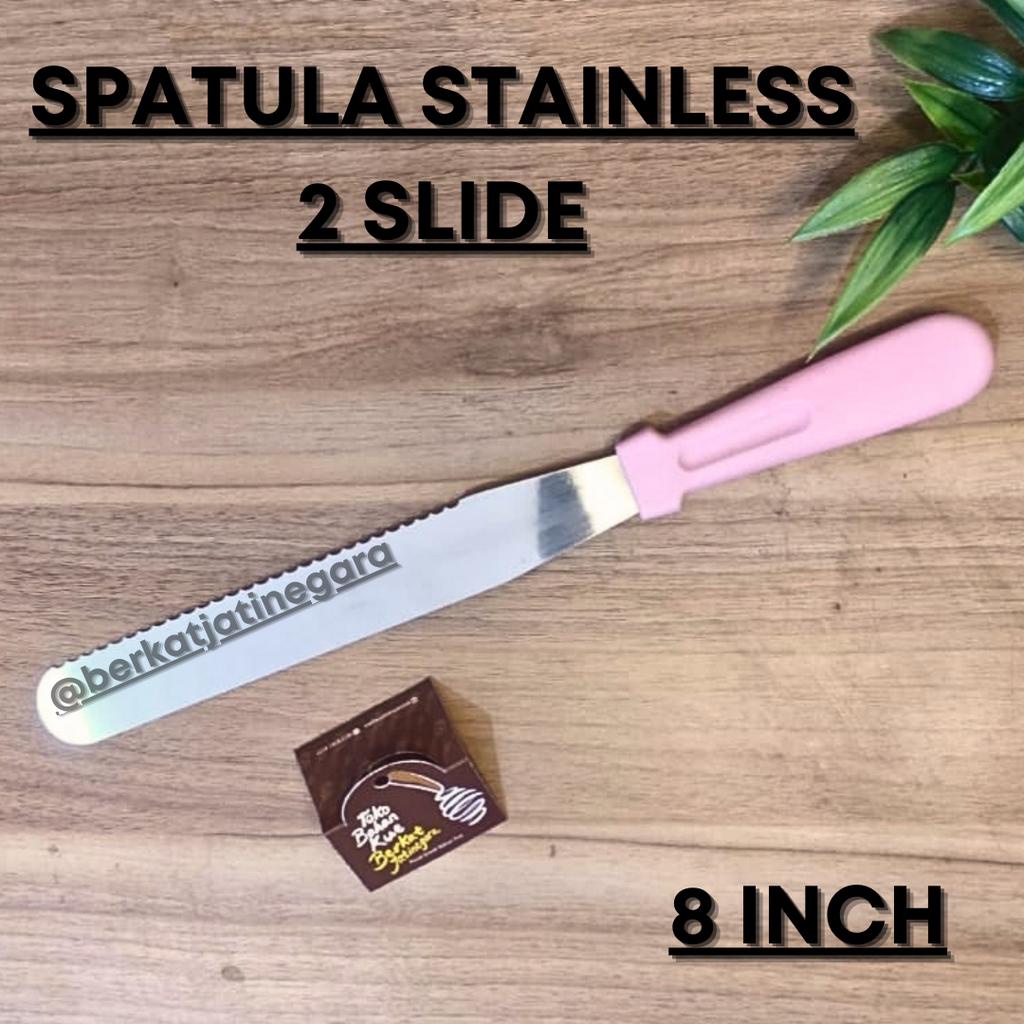 SPATULA STAINLESS 2 SLIDE PINK 8 INCH/ SPATULA 2 SISI / PCS