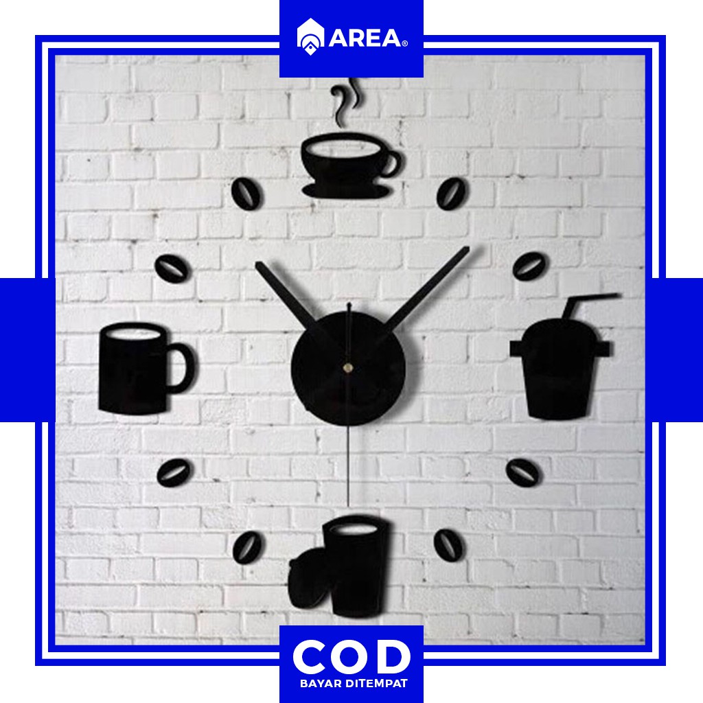 Jam Dinding Wall Clock Model Minuman Coffee Kopi Cafe Black Shopee Indonesia