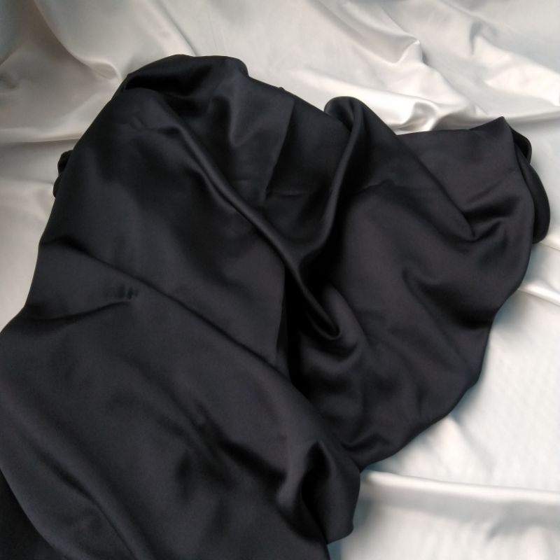 Rok Lilit Polos Satin Silk Premium Wrap skirt  Free ring-Hitam