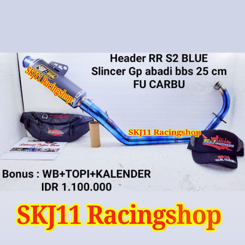 DISKON 5%Knalpot Kenalpot Racing SJ88 SATRIA FU Karbu Fullset Header RR S2 Blue Silincer GP ABADI bbs 25cm