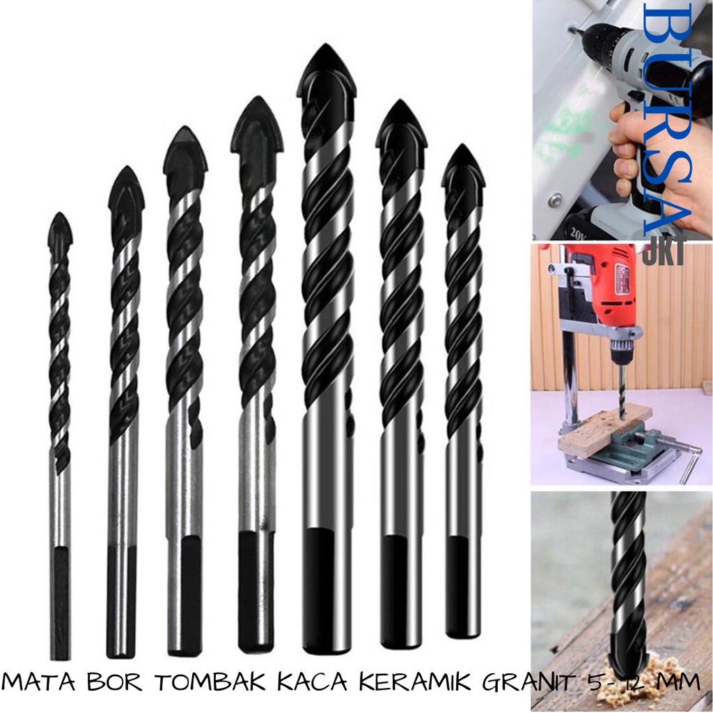 MATA BOR TOMBAK KACA KERAMIK GRANIT PORSELIN KACA SEGITIGA TILE DRILL BITS 4 - 12 MM