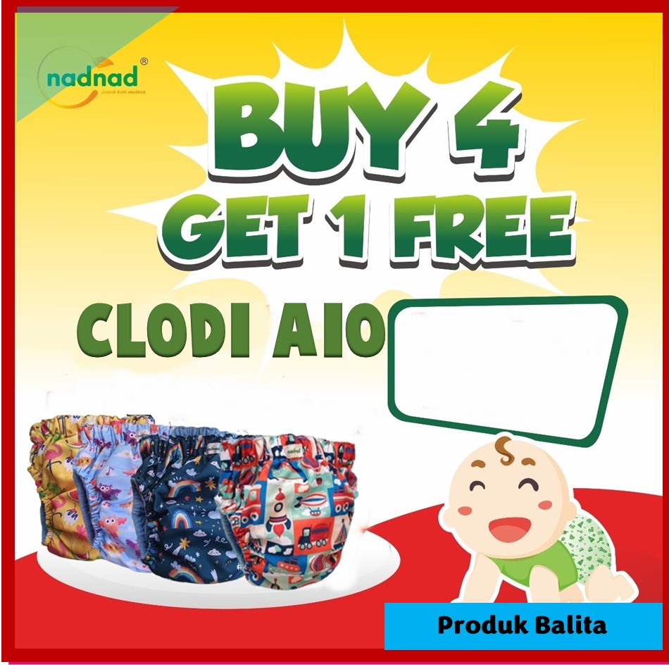 PROMO POPOK CLODI SLUP CELANA  KAIN CUCI ULANG NADNAD BB 7-27 KG BELI 4 GRATIS 1 PCS