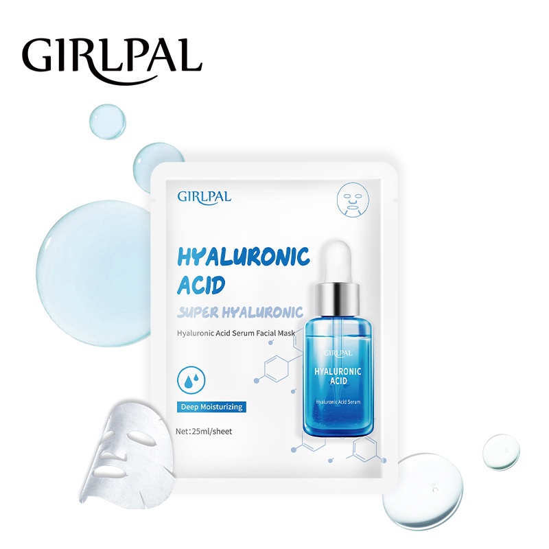 GIRLPAL HYALURONIC ACID SREUM FACIAL MASK Moisturizing Masker Face Sheet Mask Deep  Wajah Facial Skincare