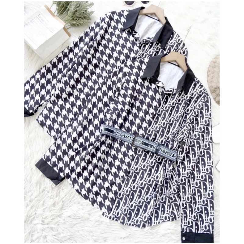 Kemeja Dior import bahan cotton silk