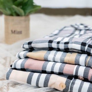 LS7004 KLARISA PLAID TIED BASIC SHIRT kemeja kotak kotak LS7004 KLARISA PLAID TIED BASIC SHIRT kemeja kotak kotak