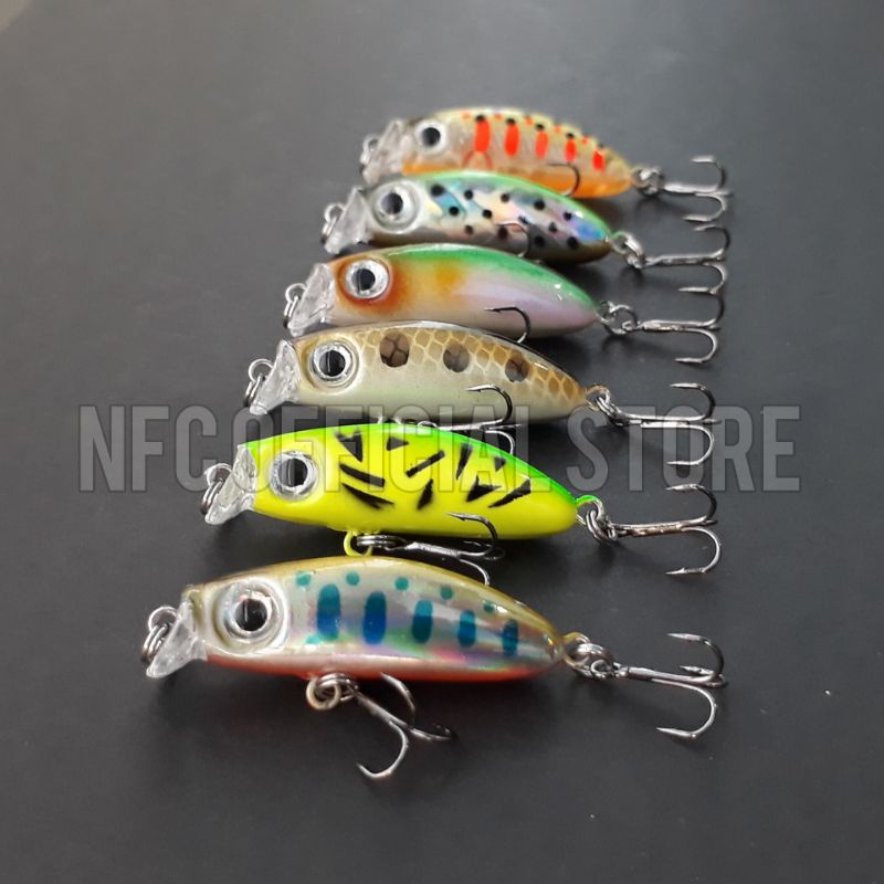 Mini floating minnow 3,5cm / 3gr Umpan tiruan bentuk ikan, Target hampala laosan payus barramundi