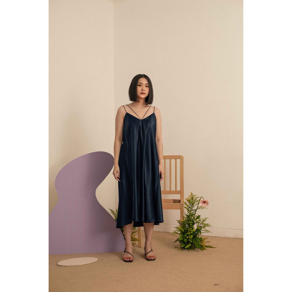 LEBIJOU - FINOLA SATIN DRESS IN NAVY