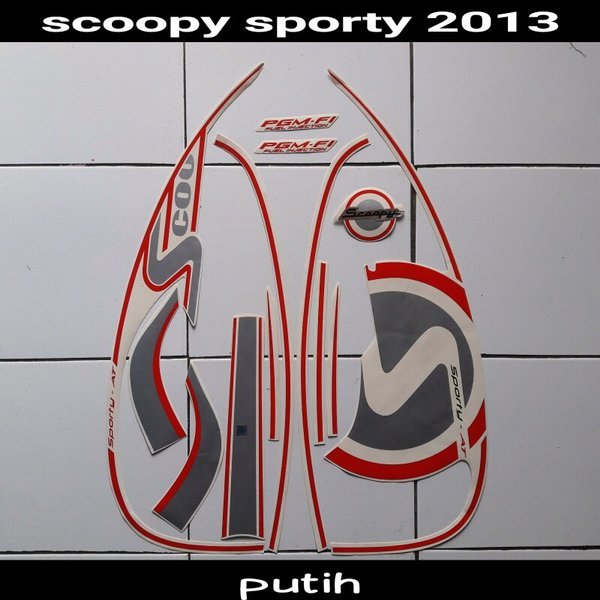 stiker motor scoopy sporty 2013 putih