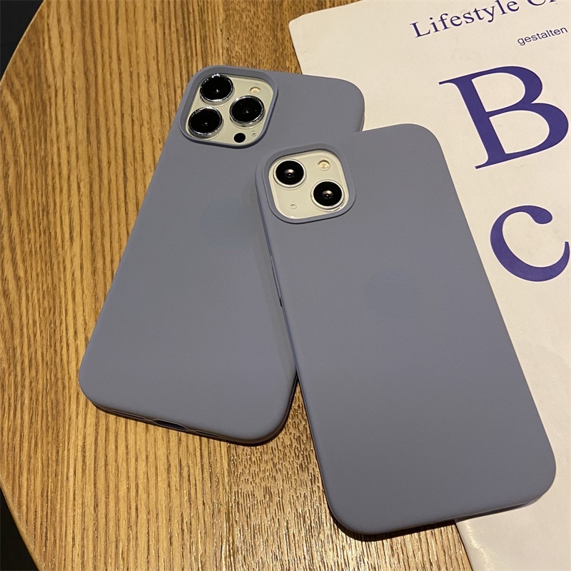 Soft Case Silikon Motif Lavender Abu-Abu Untuk IPhone 11 12 13 Pro X XR XS Max 7 8 Plus