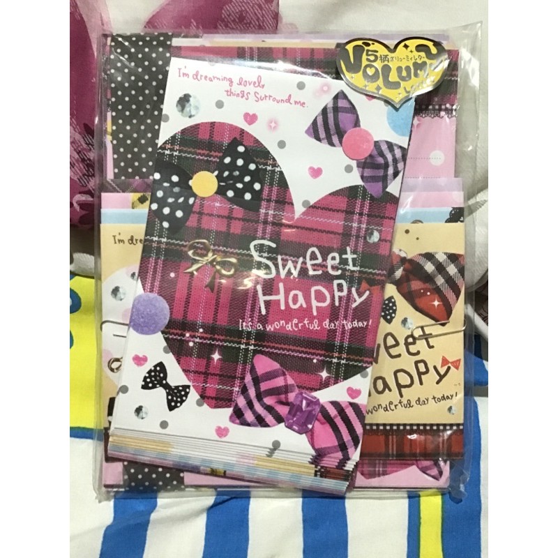 

SWEET HAPPY LETTER SET JAPAN JEPANG IMPORTED KERTAS SURAT MEMO STICKY NOTE NOTEPAD STATIONERY