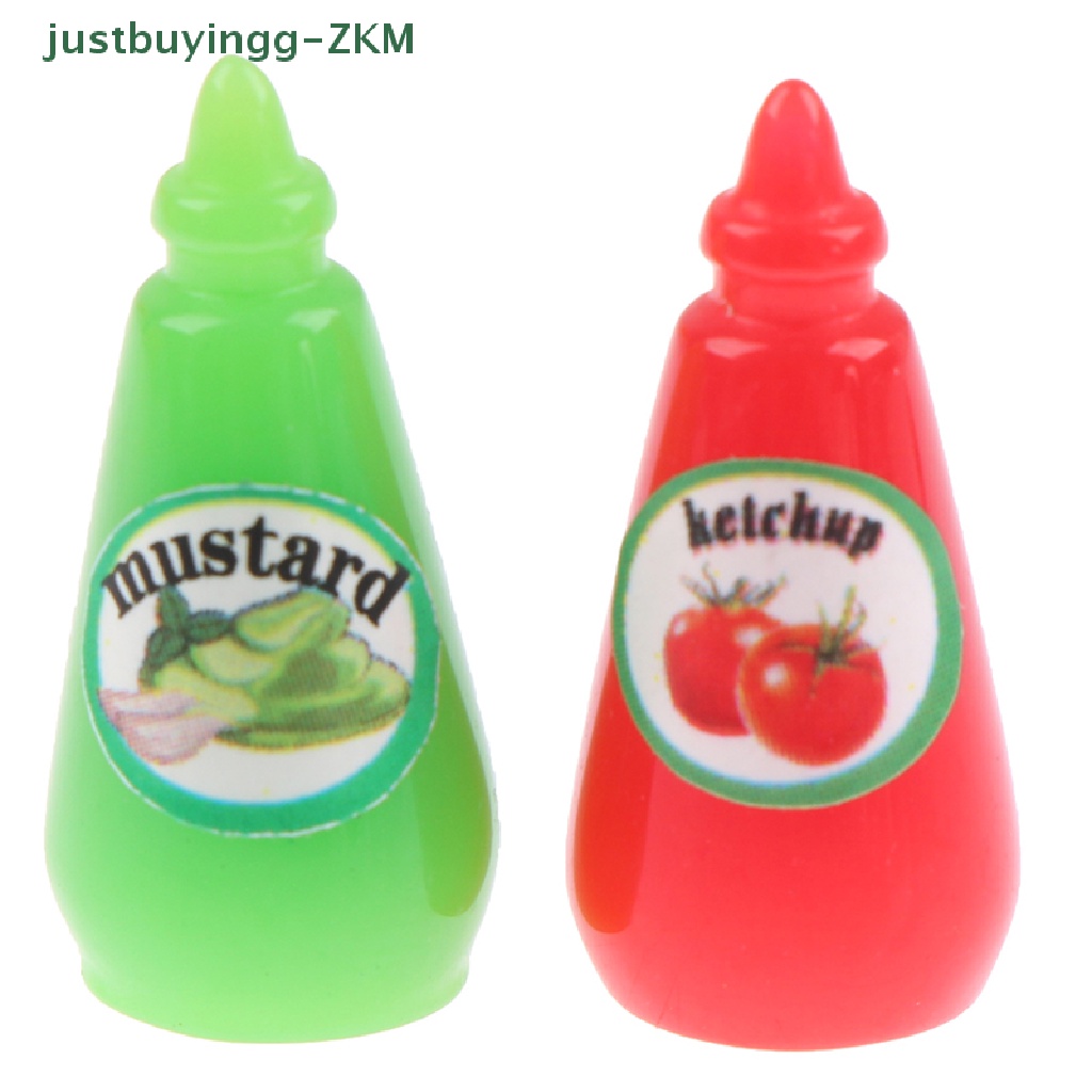 (justbuyingg) 3pcs / Set Mainan Miniatur Botol Bumbu / Kecap / Mustard Untuk Aksesoris Dapur Rumah Boneka