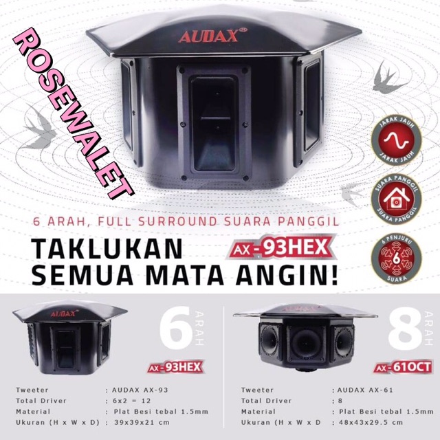 AUDAX AX 93 HEX HEXAGONAL TWEETER WALET ORIGINAL