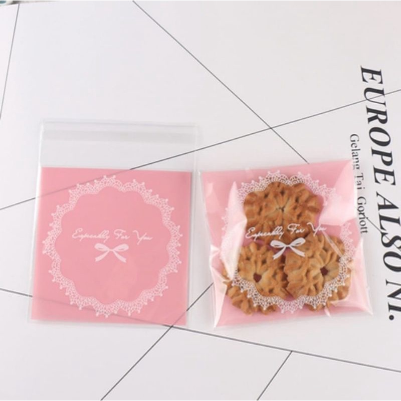 100pcs PLASTIK COOKIES PERMEN 10x10 FOR YOU/ EDISI VALENTINE