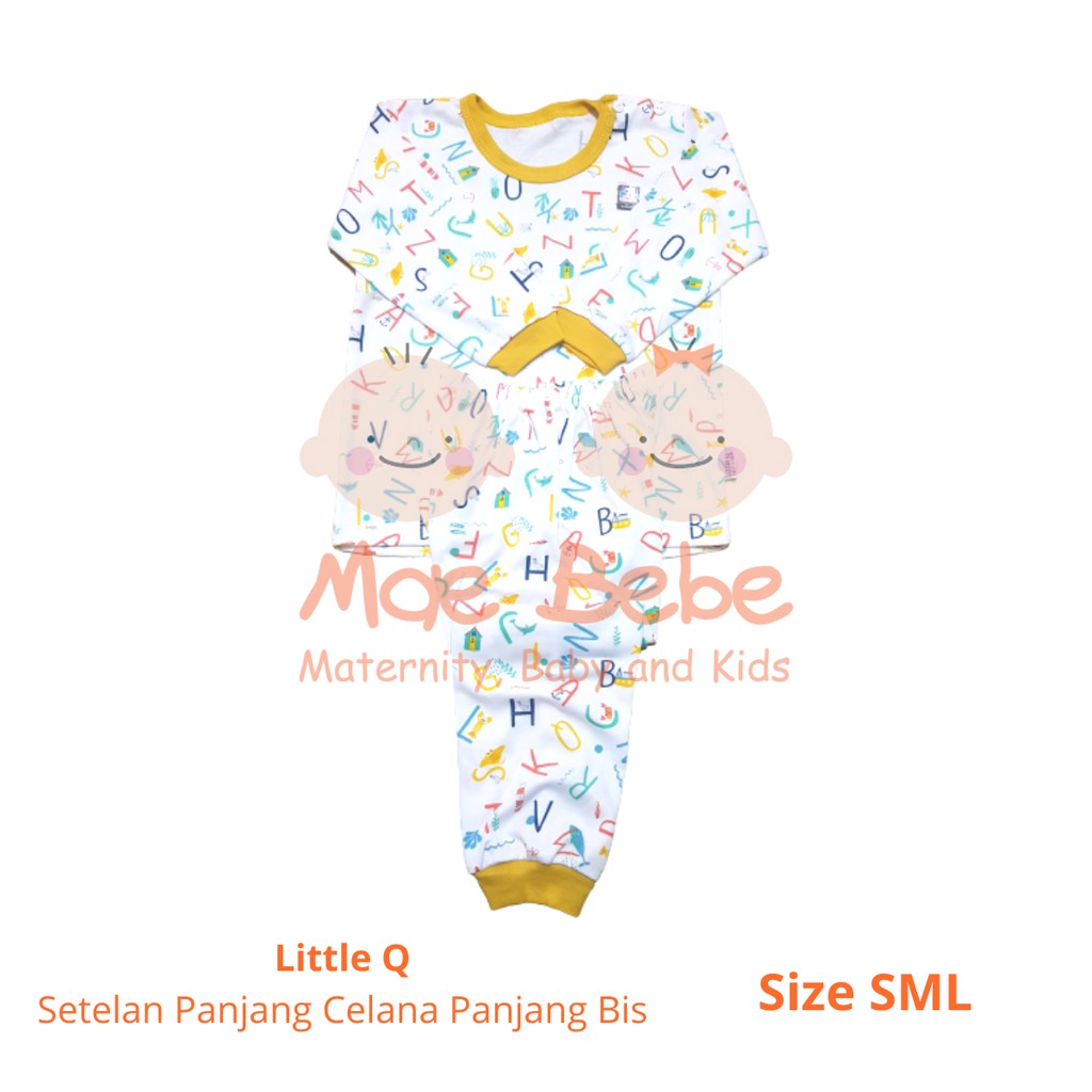 [Size SML] Little Q Setelan Panjang Kancing Pundak Celana Panjang Rib
