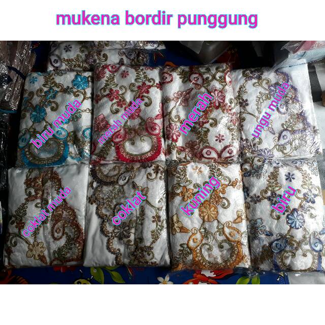 DISKON.... Mukena bordir punggung keliling syahrini semi sutra velvet