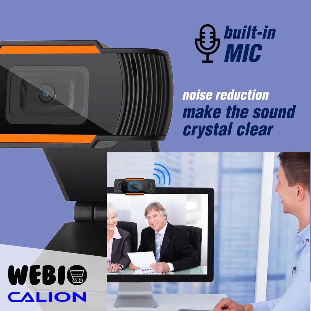 CAL-2001WA Webcam 2MP Full HD 1080P USB Microphone Web Cam Kamera Mini Murah Utk PC Laptop Komputer