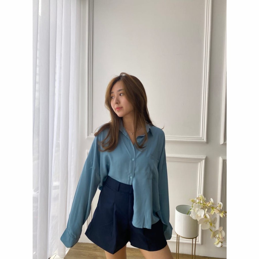 Kemeja Oversize Wanita ala Korea Yura Oversize Shirt A008