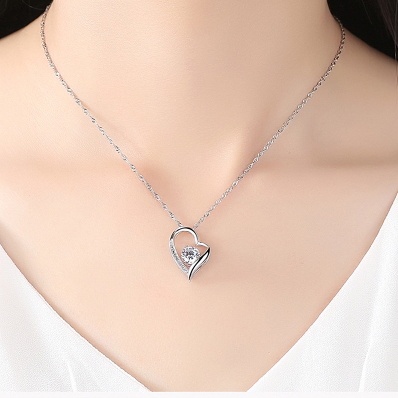 Kalung Liontin Puzzle Hati Bahan Zirkon Untuk Wanita