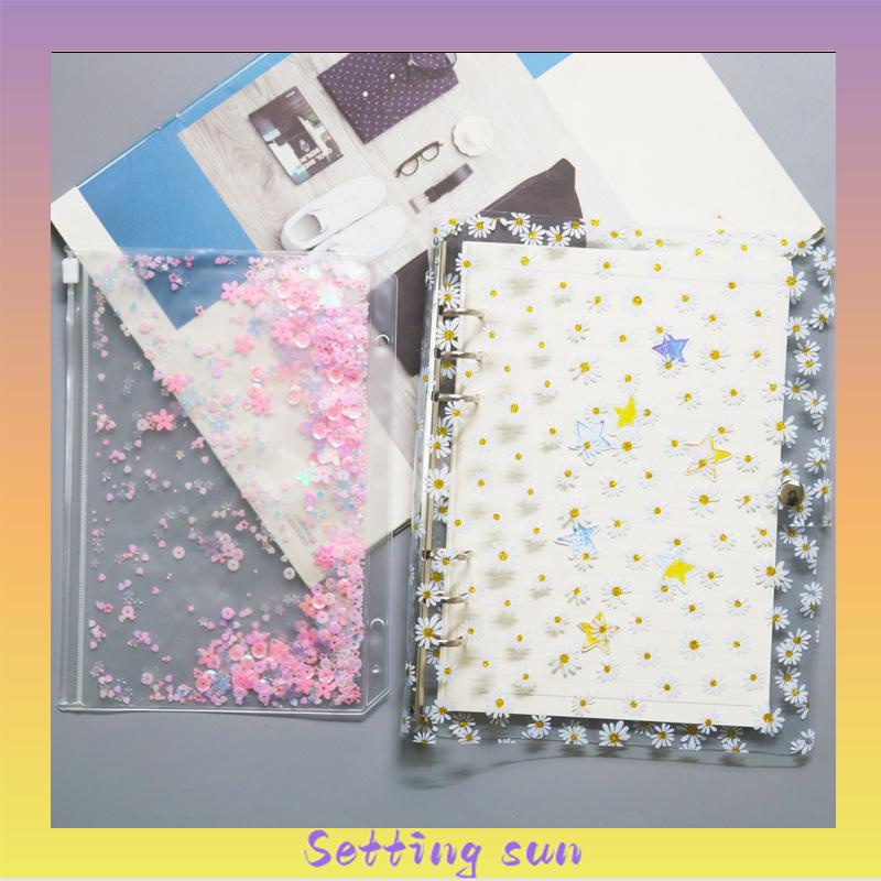 Buku Notebook / Catatan / Diary A6 Cover PVC Transparan Motif Bunga Daisy  TN