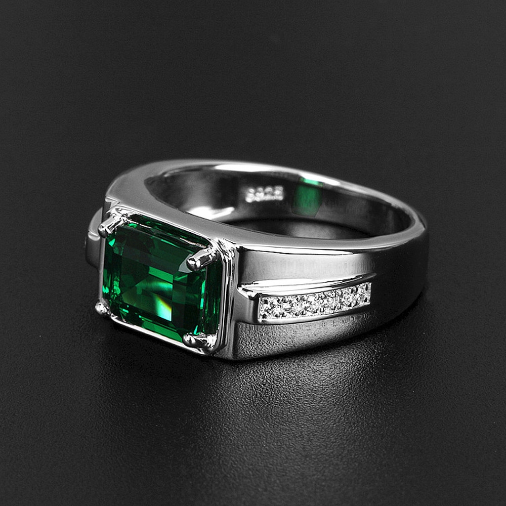 Sapphire Cincin Silver Platinum Dengan Batu Sapphire Emerald Untuk Pria / Wanita