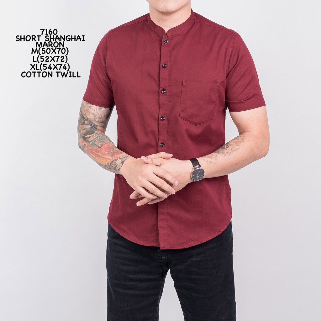 Credo Promo Kemeja Pria Lengan Pendek Shanghai Maroon murah