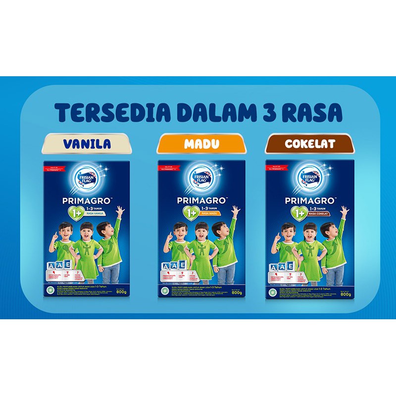 Susu Frisian Flag primagro 1+ 1-3 tahun 800gr Rasa Madu, Coklat Vanila, FF 1 plus 800gr Madu Coklat 