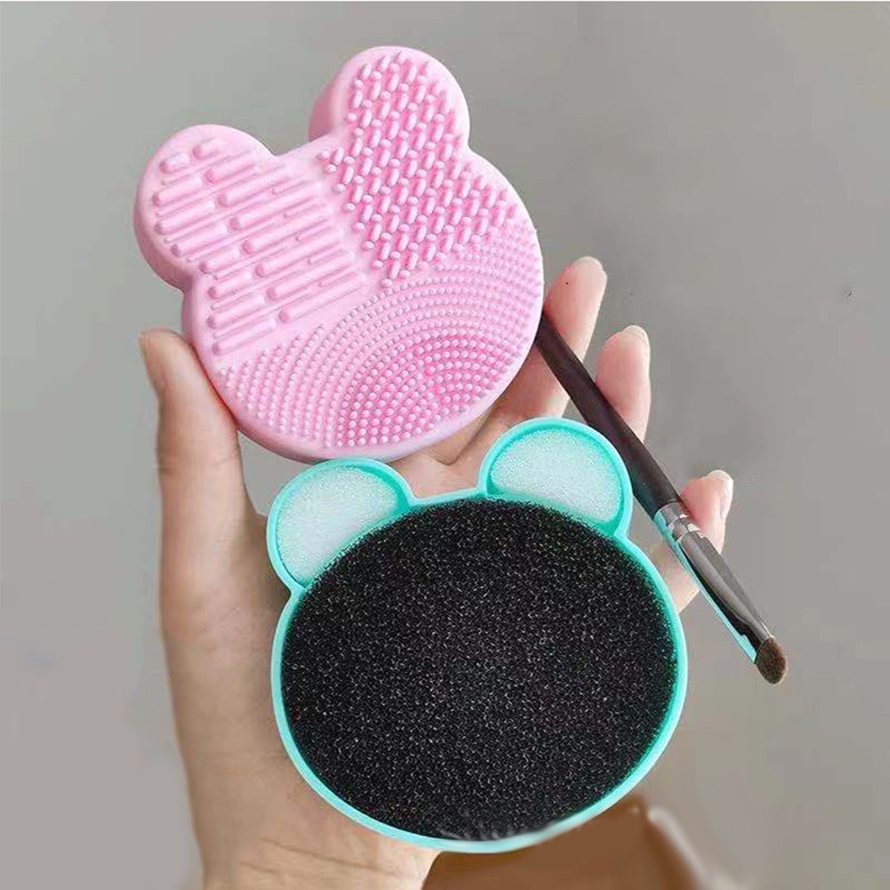 aaoottuuoo5.id Cod   1pcs Cartoon Bear Shape Silicone Makeup Brushes Cleaning Pad Tool