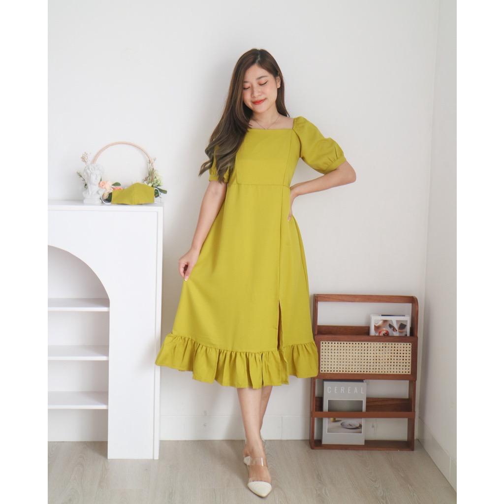 Toply shop Dres Monic  slit wanita party  Dres korea vintage bodycon