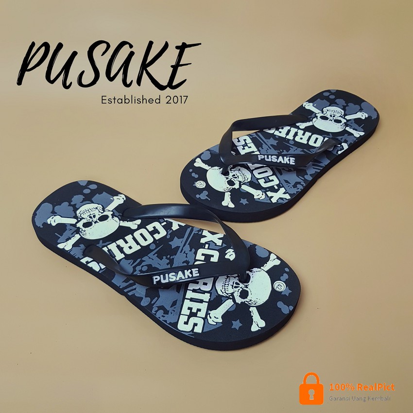 PUSAKE - Sandal Jepit Distro Printing 3D Unisex Dewasa Bandung / Flip Flop Sandals