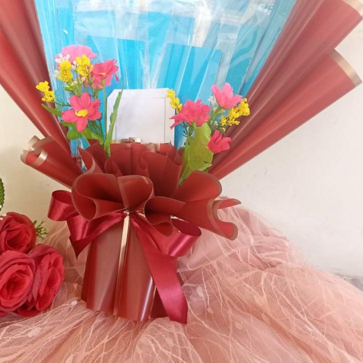 RECOMENDED Kerangka buket uang kosong plus bunga (10 lembar)