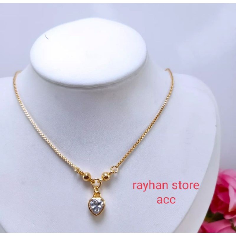 ppx Kalung wanita Dewasa Dan anak anak motif Love permata satu gold fhasion terlaris lapis emas gold