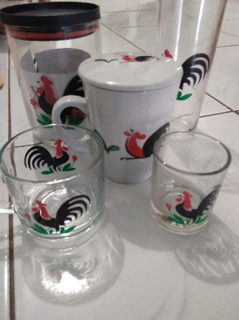 Toples Kaca Tinggi Ayam Jago / Ukuran 650ml / Jar Kaca