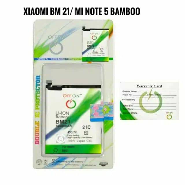 Baterai Batre Batere Double Power OFFON Xiaomi BM21 BM 21 Mi Note 5 / Mi Note Bamboo Original Battery