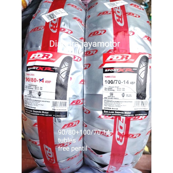 new produk!! paket ban tubles matic fdr sport XR 90/80+100/70.14 free pentil for all matic