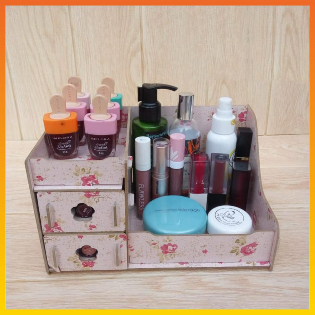 Rak Kosmetik Mini Bahan Kayu Tempat Cosmetic Storage Mini Rack Rak Tempat Makeup